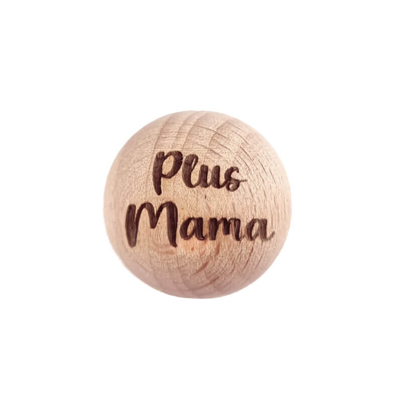 Perle en bois - Gravée - Bois de hêtre - Plus Mama - 20mm