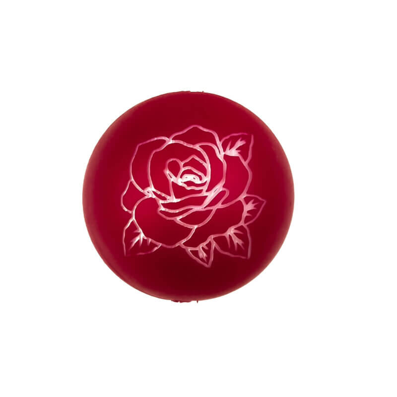 Silicone Bead - Engraved - Rose - Red Nugget
