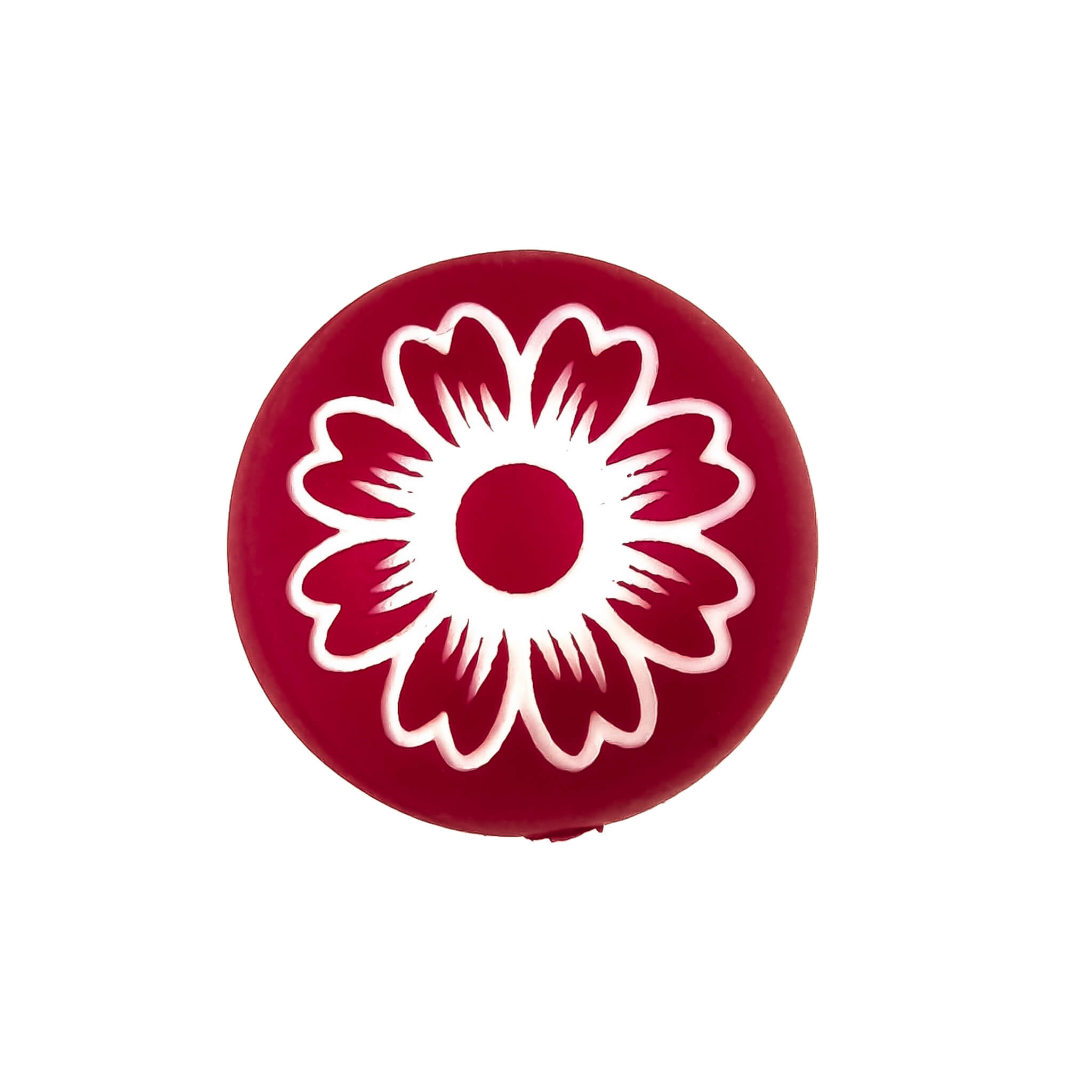 20231221_145918 Silicone Bead - Engraved - Daisy - Red Nugget - Image 1