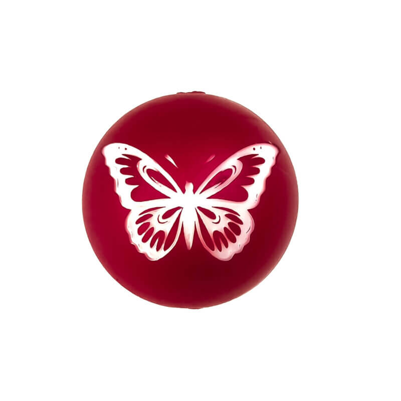 Silicone Bead - Engraved - Butterfly - Red Nugget