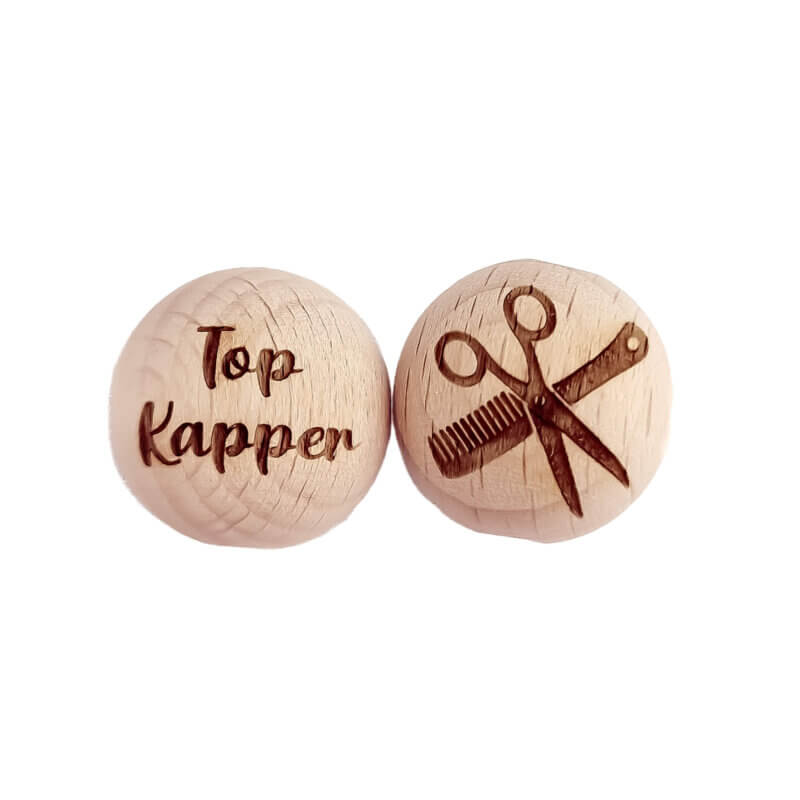 Perle en bois - Gravée - Bois de hêtre - Top Barber - 20mm