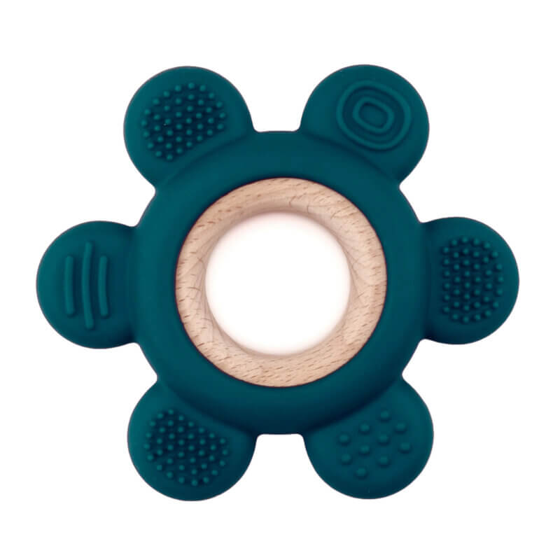 Silikon und Holz - Blume - Dunkles Teal