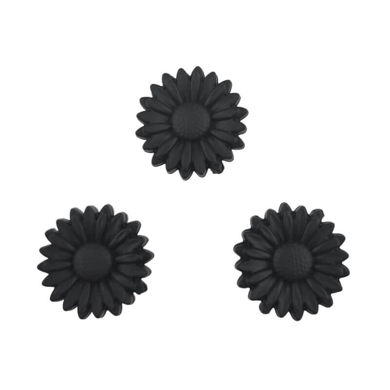 Siliconen  Kraal - Bloemetje/Daisy - 22 mm - Zwart