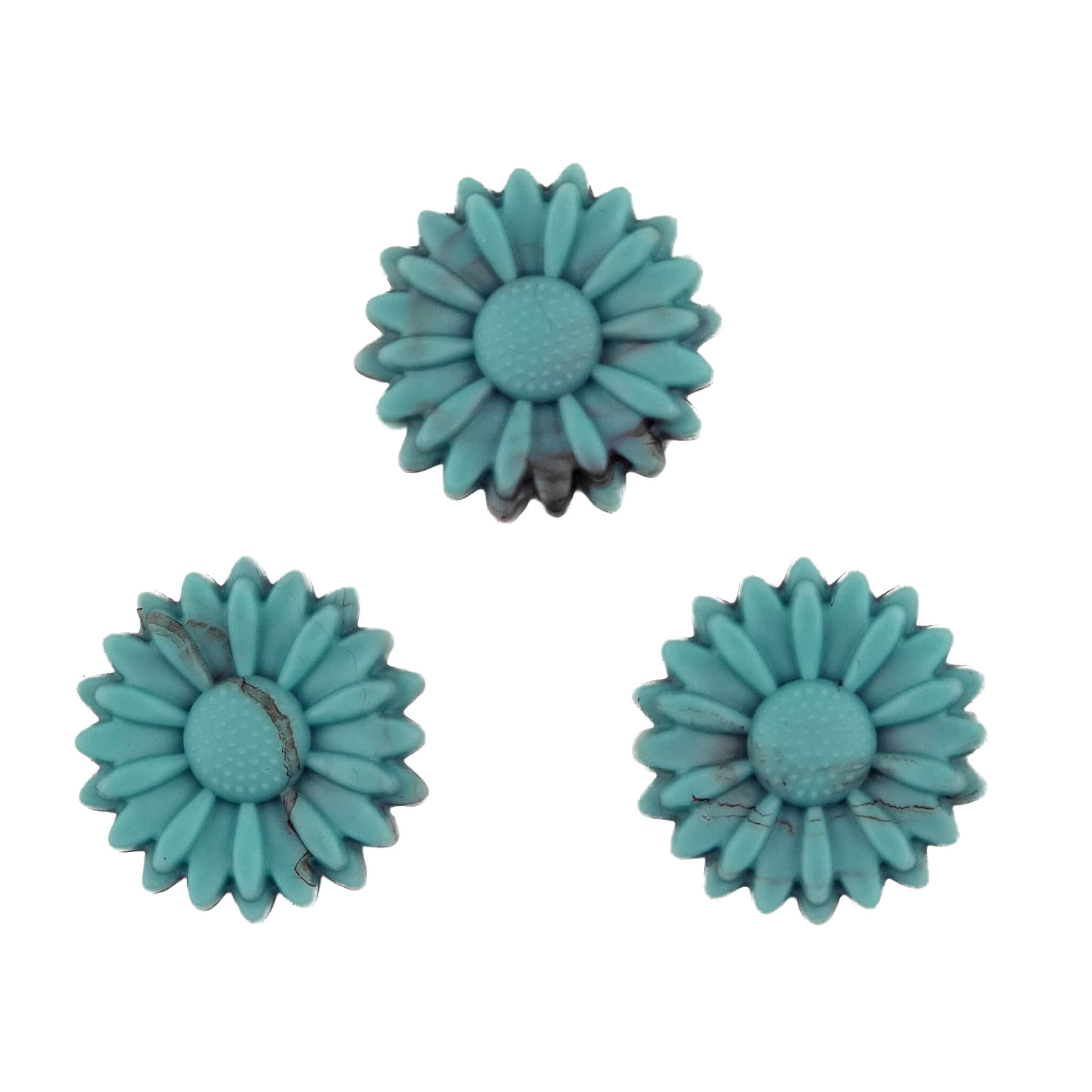20240127_175900 Siliconen Kraal - Bloemetje/Daisy - 22 mm - Marmer Turquoise - Afbeelding 1