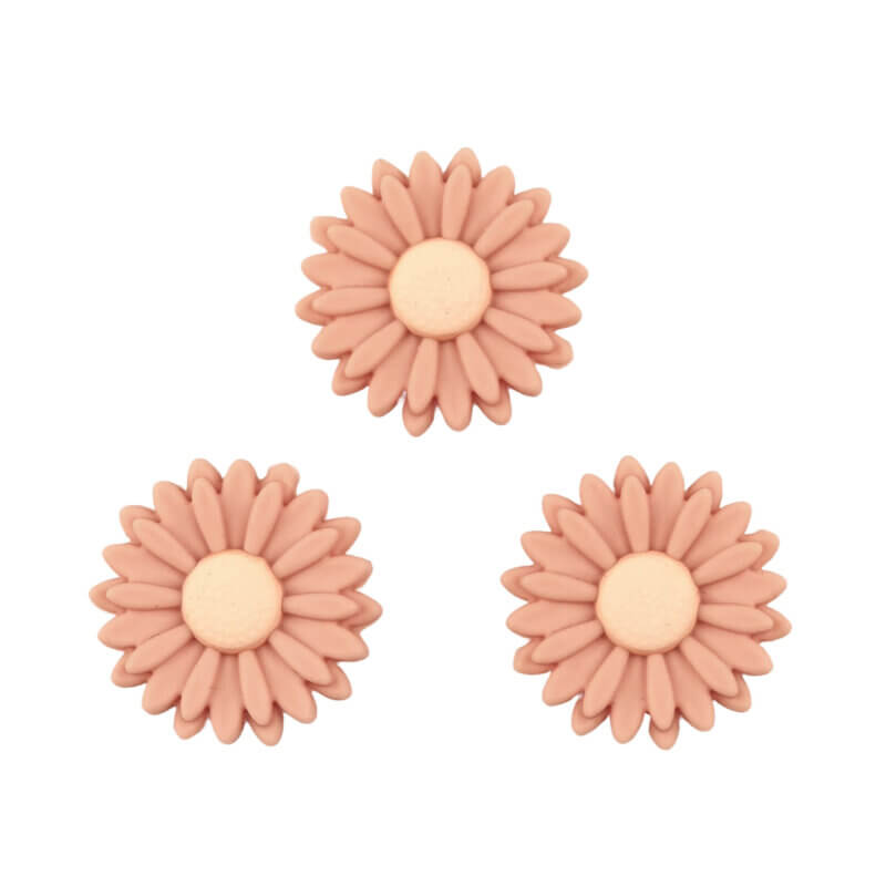 Siliconen  Kraal - Bloemetje/Daisy - 22 mm - Perzik Nude / Ivory