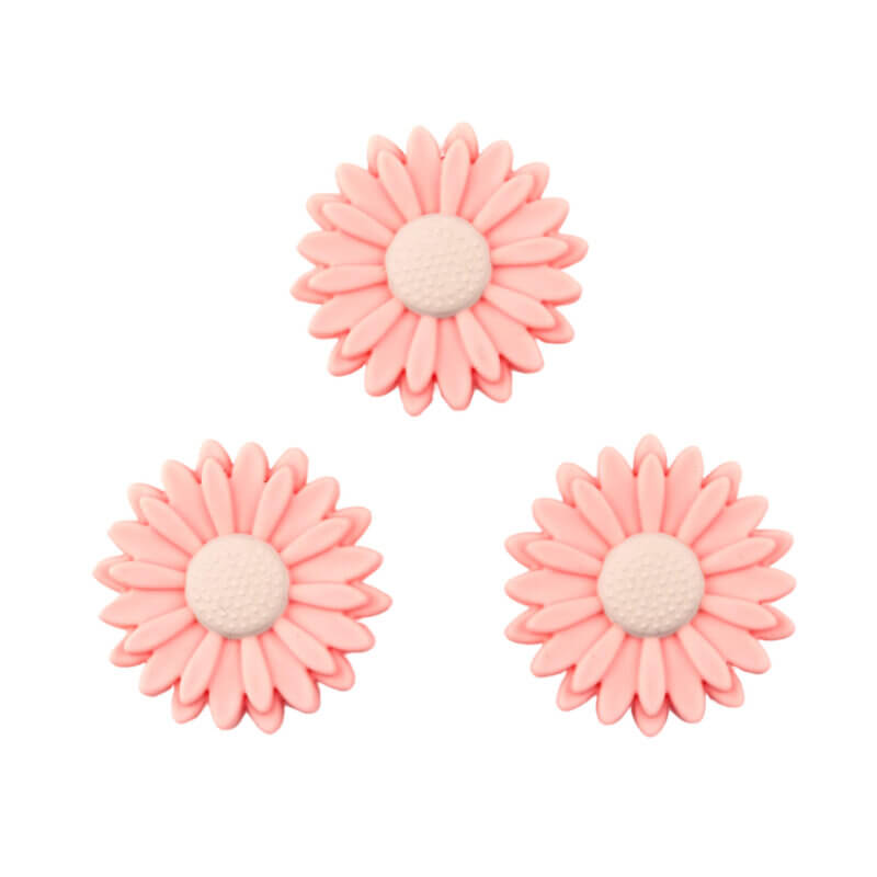 Siliconen  Kraal - Bloemetje/Daisy - 22 mm - Perzik Roze / Ivory