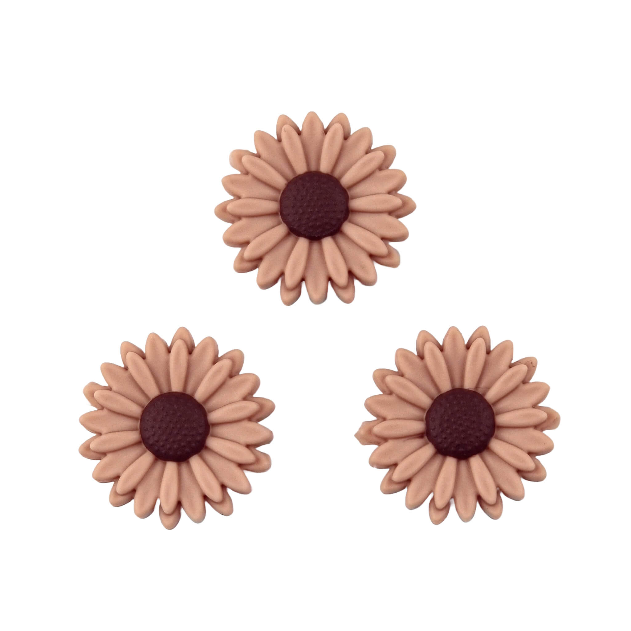 20240127_215624 Siliconen Kraal - Bloemetje/Daisy - 22 mm - Wood / Choco - Afbeelding 1