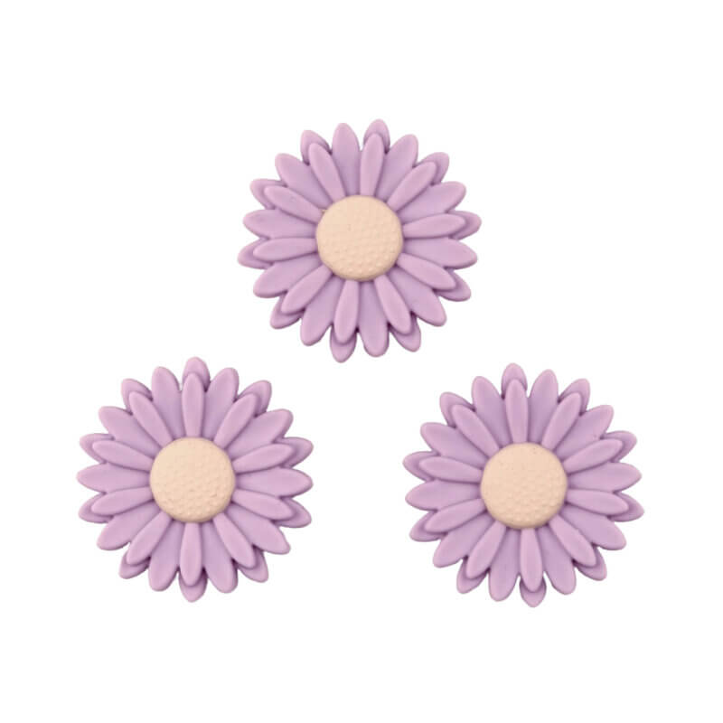 Siliconen  Kraal - Bloemetje/Daisy - 22 mm - Orchid / Ivory