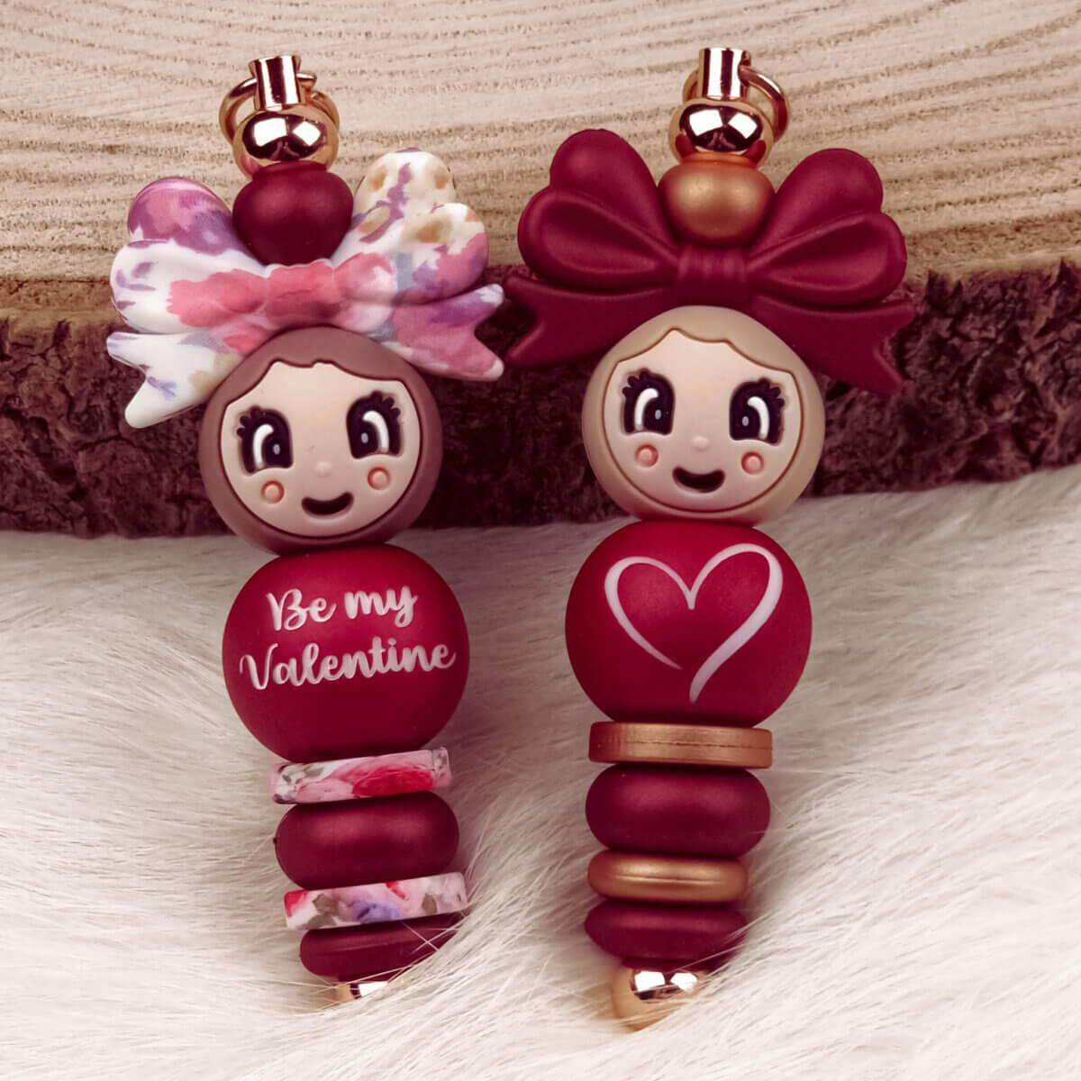 Siliconen kralen - Strik - Verticaal Rijggat - Red Nugget Print - Afbeelding 6