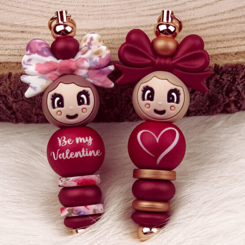 DIY Siliconen Kralen Pakket - Gelukspoppetje Valentijn 2 in 1 - Hanger