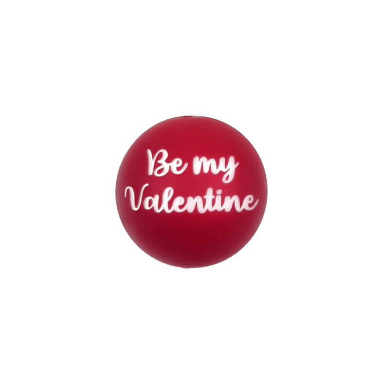 Silicone Bead - Engraved - Be My Valentine - Red Nugget