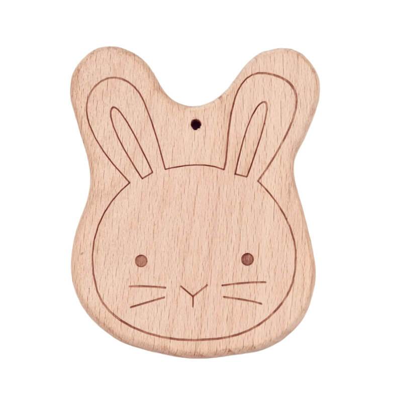 Houten bijtring - Bijtfiguur - Beukenhout - Paas konijn