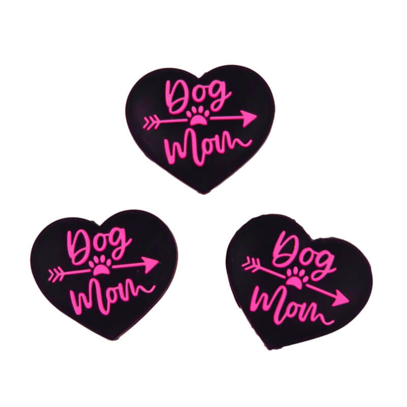 Siliconen Kraal - Dog Mama - Zwart / Magenta