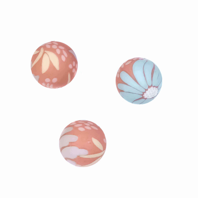 Siliconen kralen - 12 mm - Rond - Passiflora Print