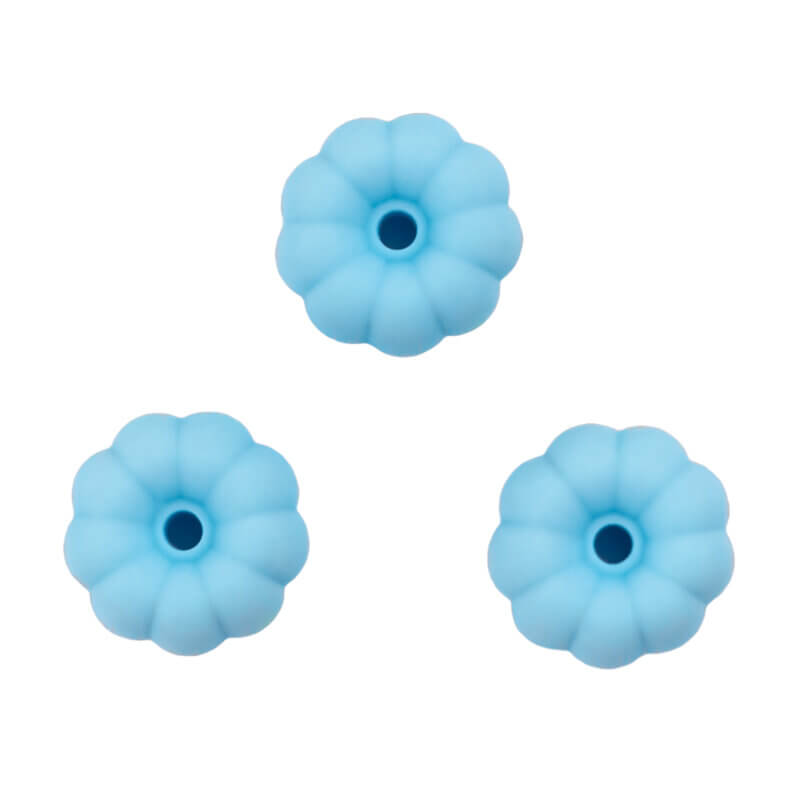 Silikon Perlen Großhandel Kürbis Schnuller Schnur Zahnen Ring Schlüsselanhänger Licht Himmelblau