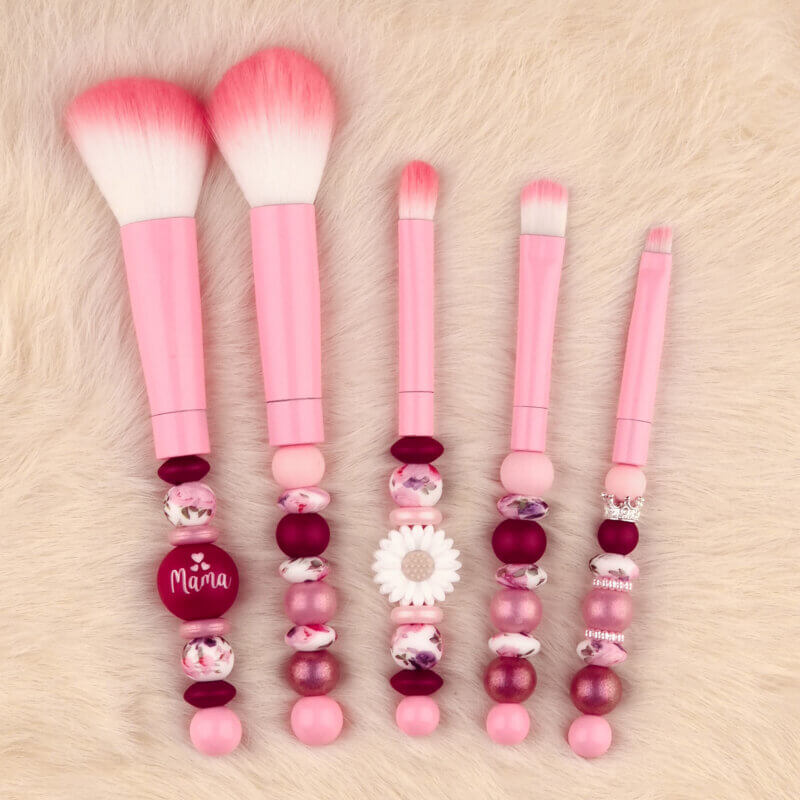 DIY Siliconen Kralen Pakket - Make Up Borstel Set - Roze / Summer Bouquet