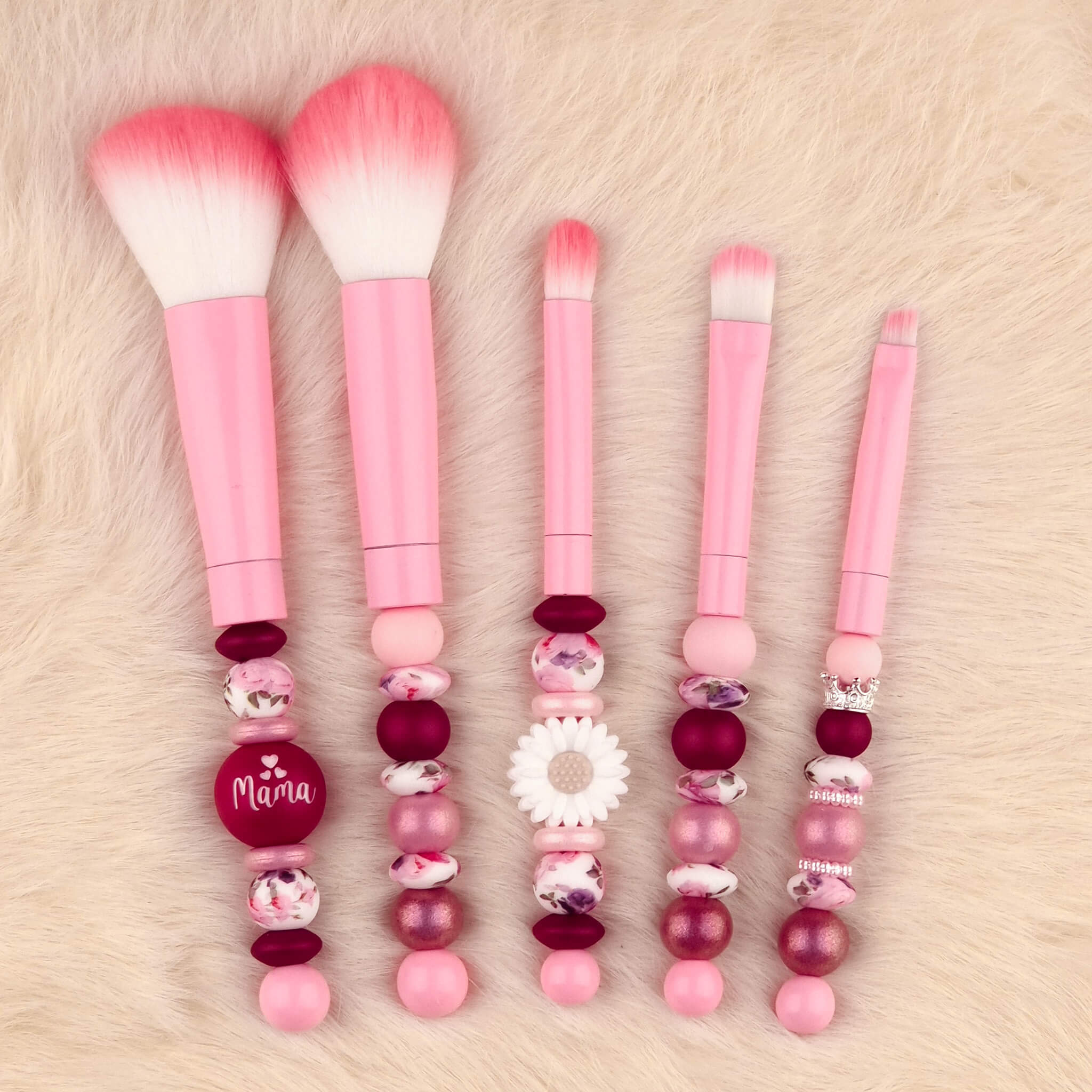 20240428_204730 DIY Siliconen Kralen Pakket - Make Up Borstel Set - Roze / Summer Bouquet - Afbeelding 1