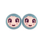 Siliconen kralen - 20 mm - Gezichtje / Gelukspoppetje - Meisje/Vrouw - Astilbe / Aquamarijn