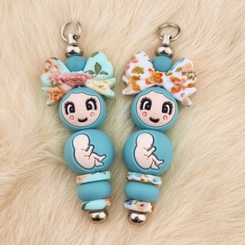 DIY Siliconen Kralen Pakket - Set Mommy to be - met Hangers - Aquamarijn