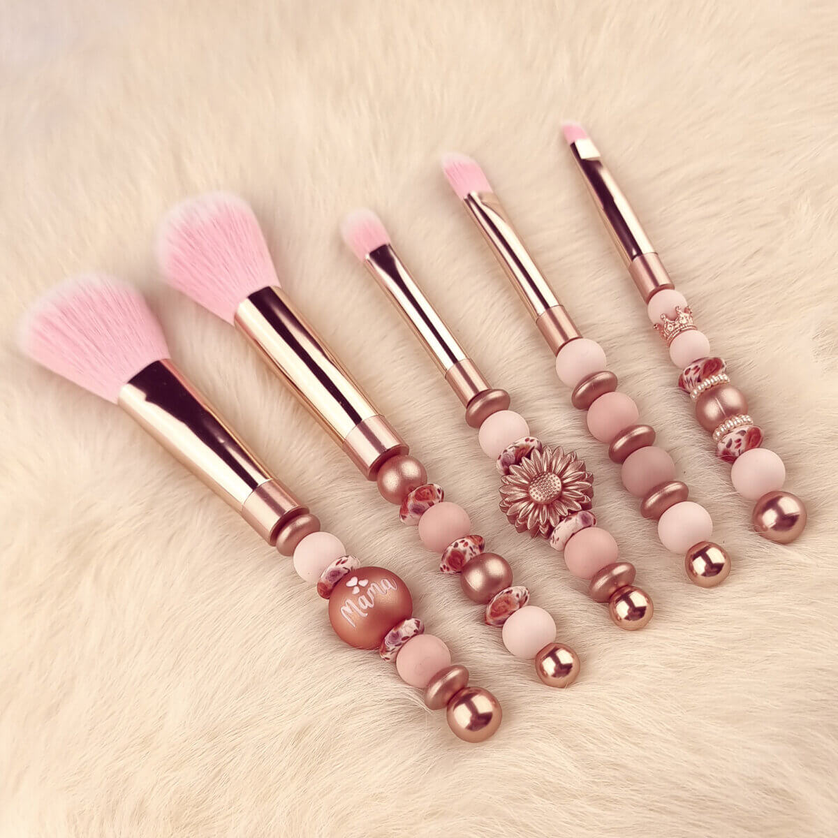 DIY Siliconen Kralen Pakket - Make Up Borstel Set - Koper / Auburn Roses - Afbeelding 2