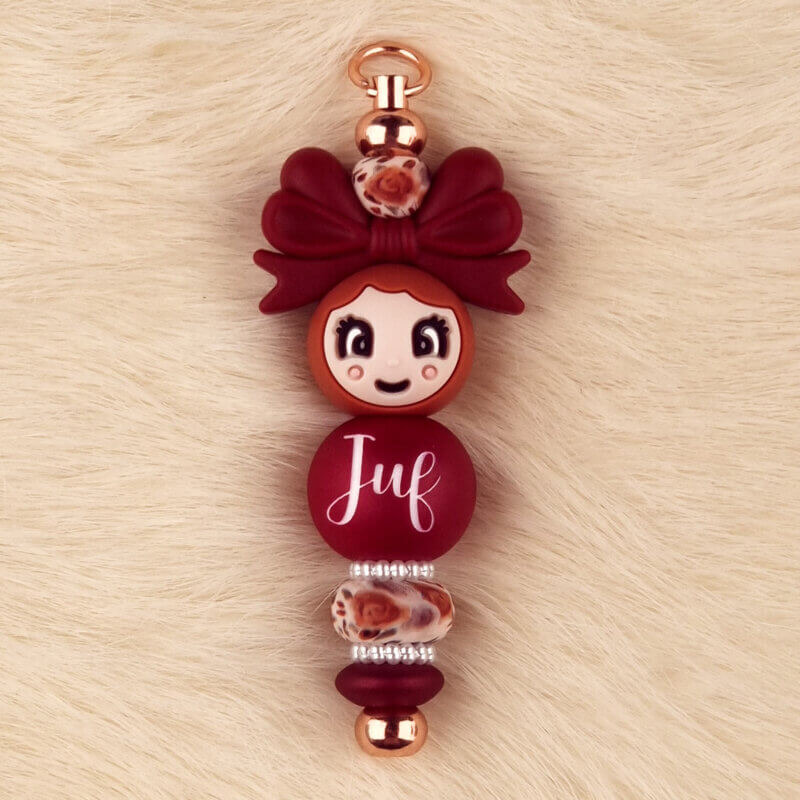 DIY Siliconen Kralen Pakket - Gelukspoppetje Juf - Red Nugget