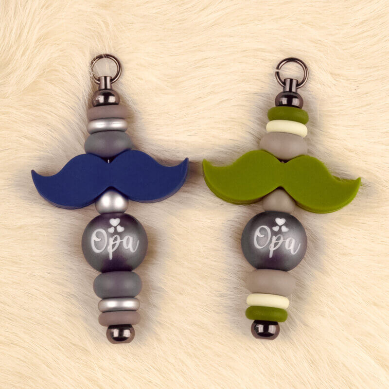 DIY Siliconen Kralen Pakket - Set Opa met Snor - Titanium Nugget