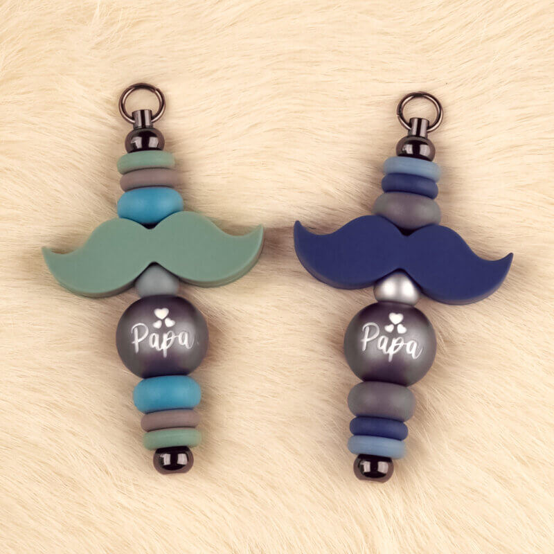 DIY Siliconen Kralen Pakket - Set Papa met Snor - Titanium Nugget