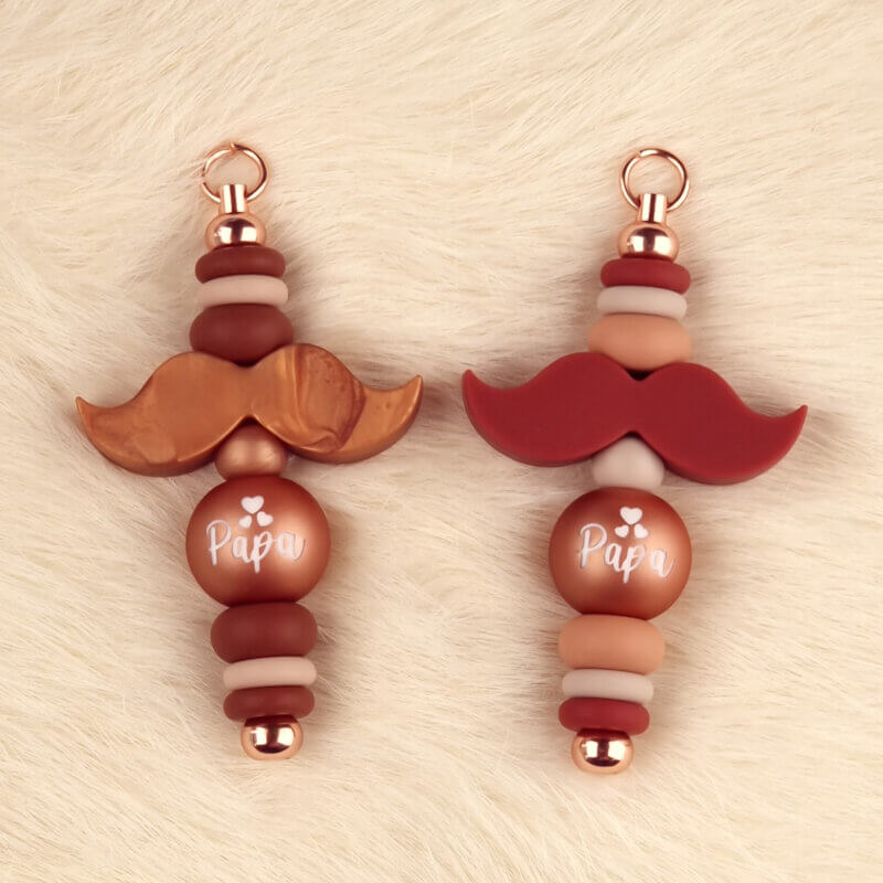 DIY Siliconen Kralen Pakket - Set Papa met Snor - Copper Nugget