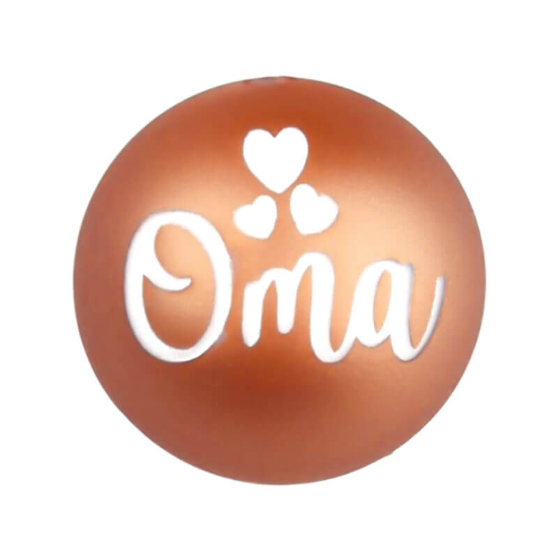 Silikonperle - Graviert - Kupfernugget - Oma - 20 mm