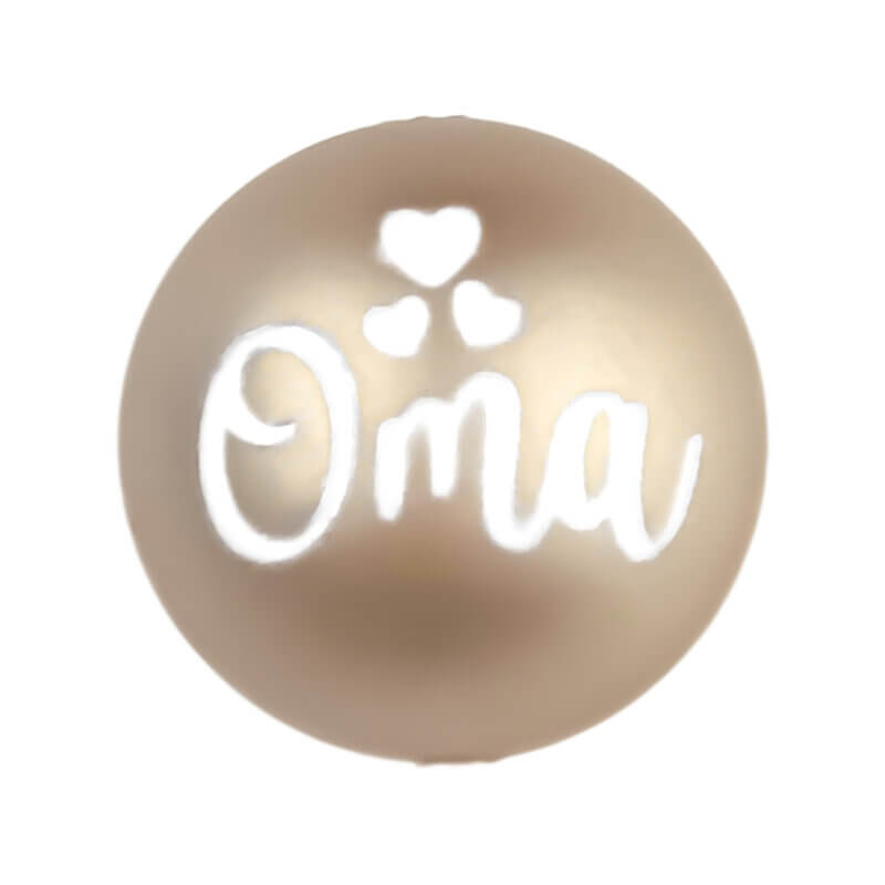 Silikonperle - Graviert - Champagner Nugget - Oma - 20 mm