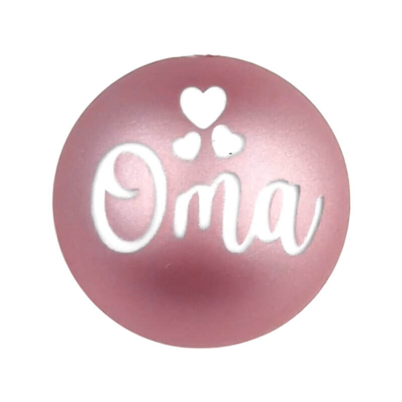 Silikonperle - Graviert - Rose Nugget - Oma - 20 mm
