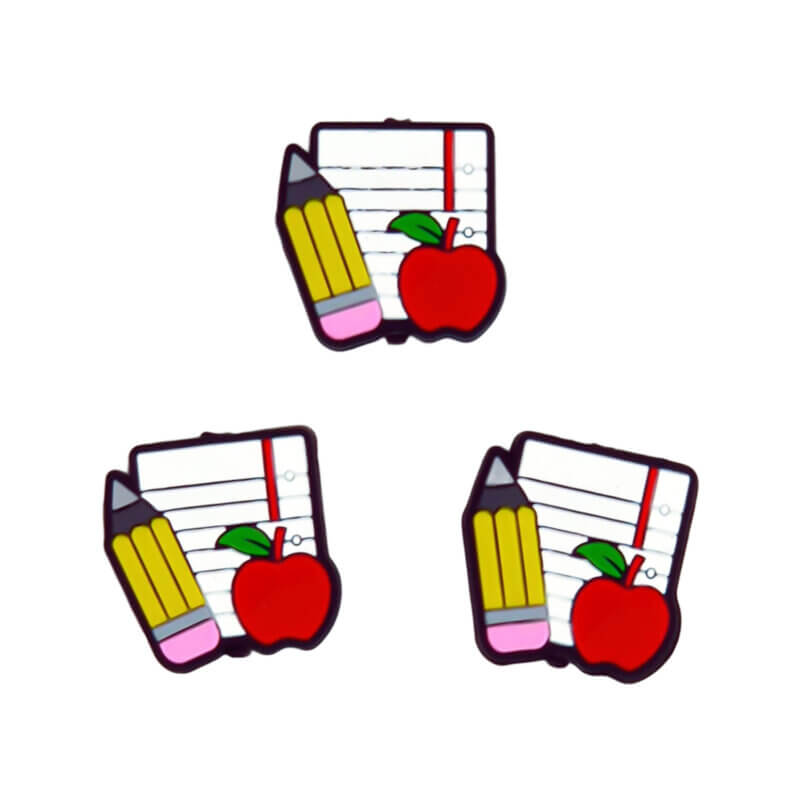 Silikonperlen - Notebook / Apfel / Bleistift