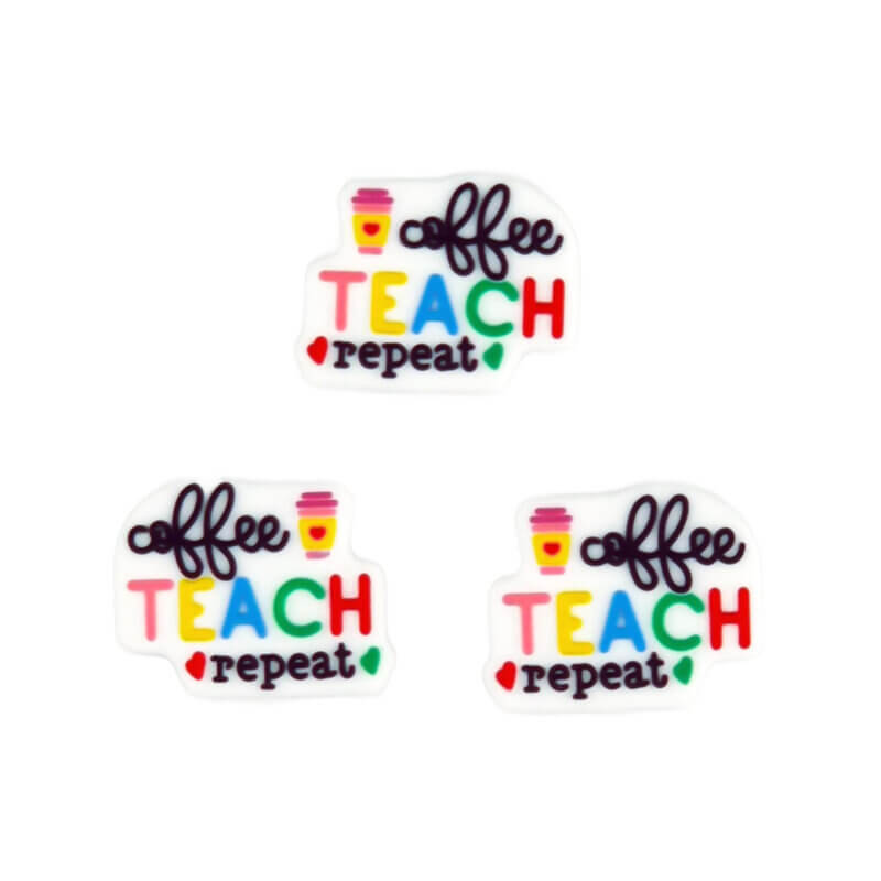 Silikonperlen - Coffee Teach Repeat
