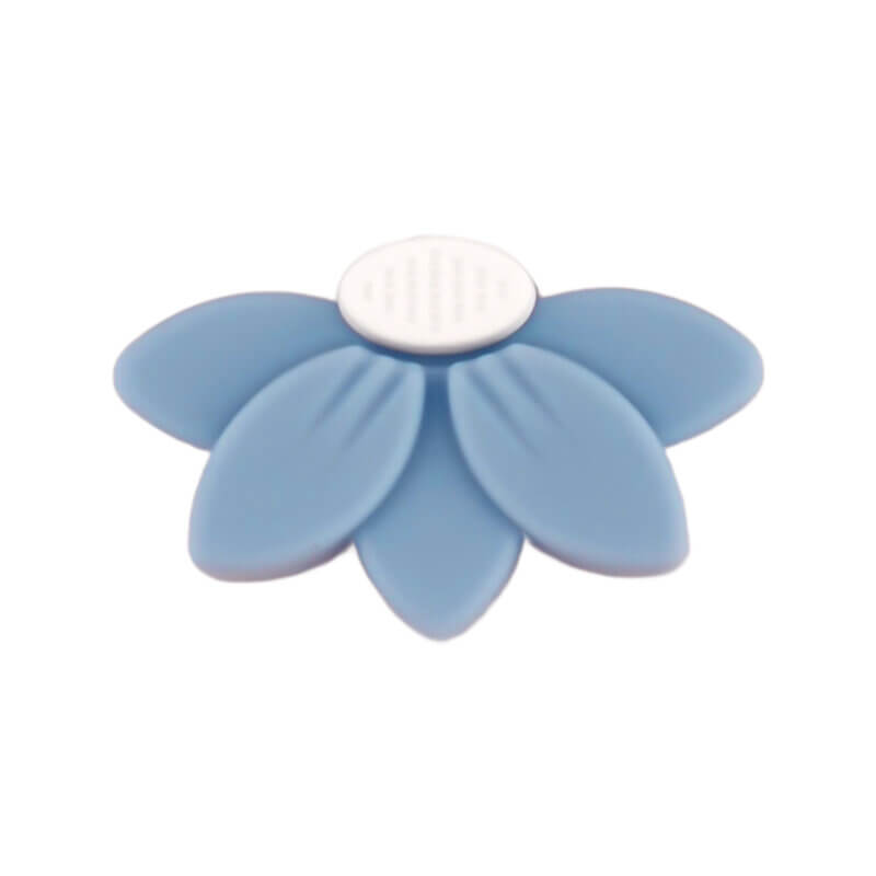 Silikonperlen - Halb Gänseblümchen/Blume - Medium Powder Blue