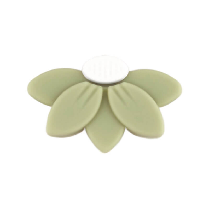 Silikonperlen - Halbes Gänseblümchen/Blume - Pistache