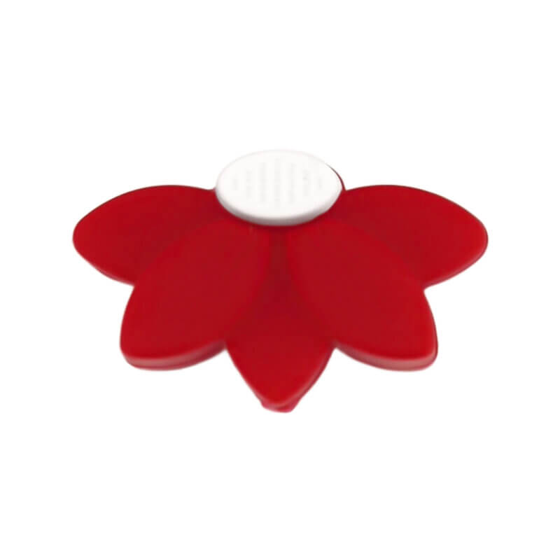 Silikonperlen - Halb Gänseblümchen/Blume - Blutrot
