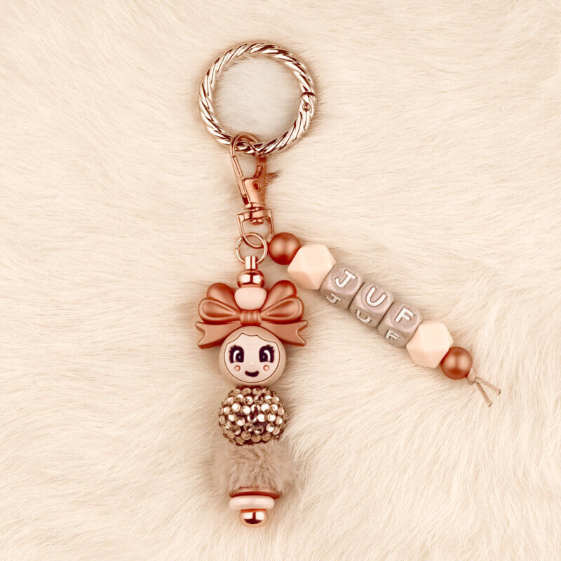 DIY Siliconen Kralen Pakket - Clip-on Tassenhanger - Juf - Copper