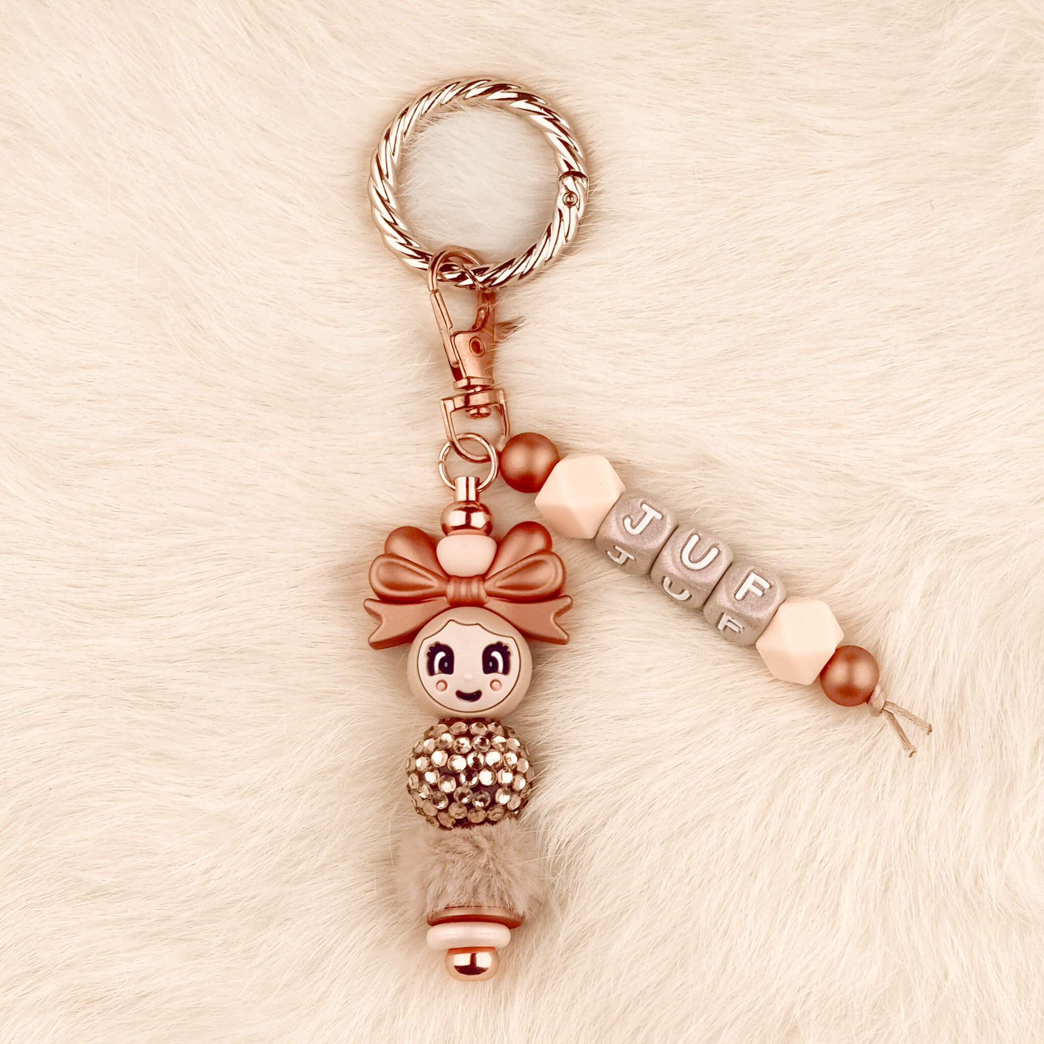 20240528_102048 DIY Siliconen Kralen Pakket - Clip-on Tassenhanger - Juf - Copper - Afbeelding 1