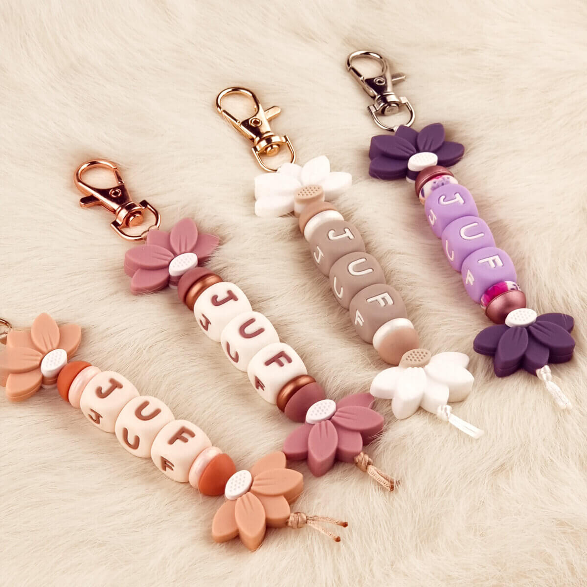 DIY Siliconen Kralen Pakket - Juffen Sleutelhangers Halve Bloem - Afbeelding 2