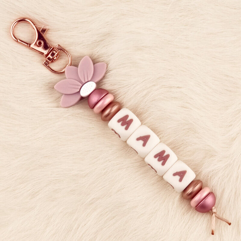 DIY Silikon Perlen Paket - Schlüsselanhänger Mum halbe Blume