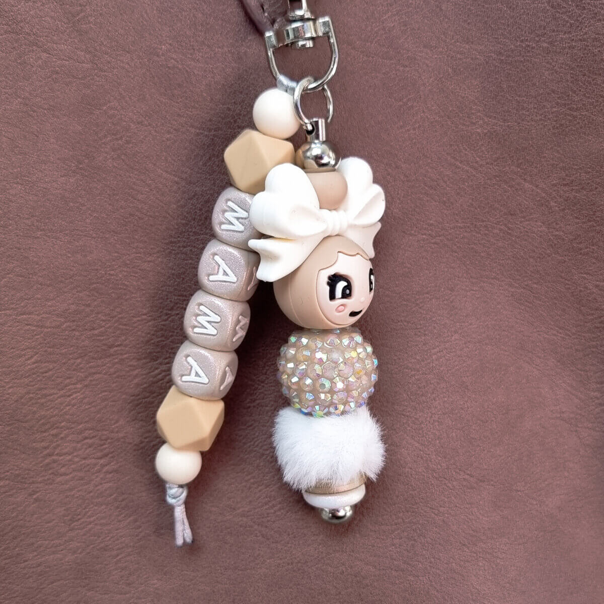 DIY Siliconen Kralen Pakket - Clip-on Tassenhanger - Mama + Meisje - Wood – Bild 4