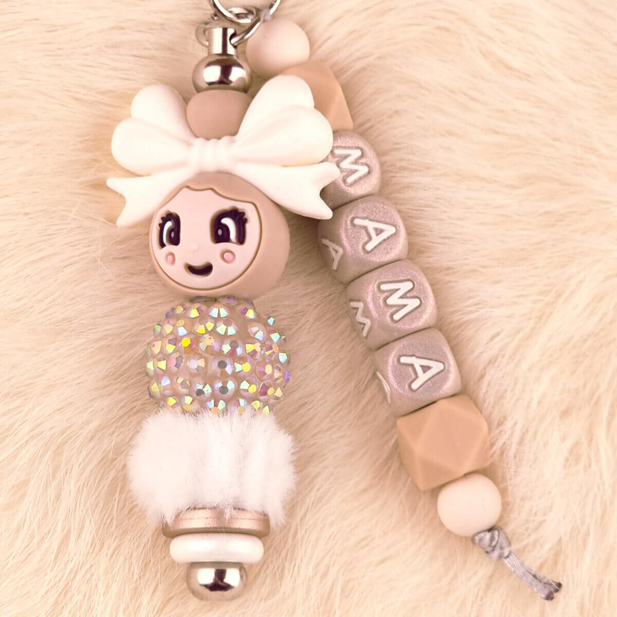 DIY Siliconen Kralen Pakket - Clip-on Tassenhanger - Mama + Meisje - Wood – Bild 3