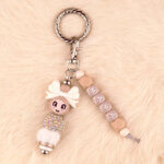 DIY Siliconen Kralen Pakket - Clip-on Tassenhanger - Mama + Meisje - Wood