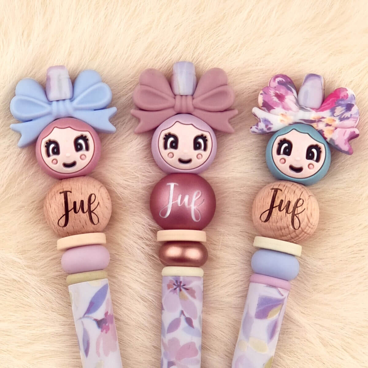 DIY Siliconen Kralen Pakket - Pennenset Juf - Purple Violet - Afbeelding 2