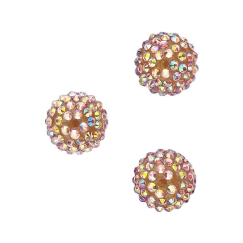 Perles acryliques avec pierres - 20 mm - or