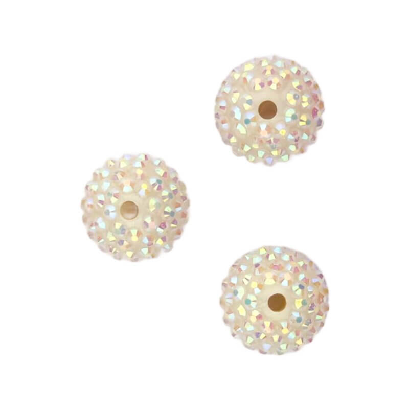 Acryl kralen met Steentjes - 20 mm - Glow in the dark - Wit