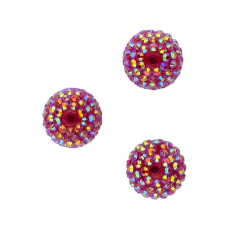 Perles acryliques avec pierres - 20 mm - rouge vin
