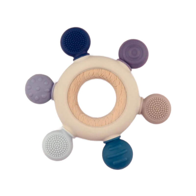 Zahnungsfigur - Silikon und Holz - Puffy Nature Blau