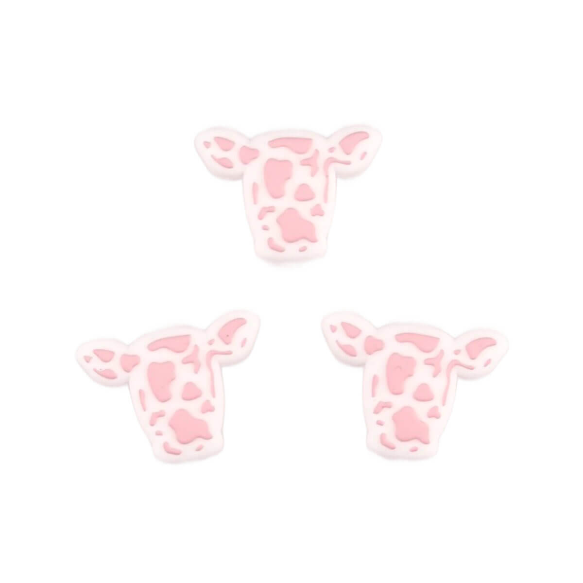 Siliconen  Kraal - Gevlekt Koeienhoofd - Rose - Afbeelding 3