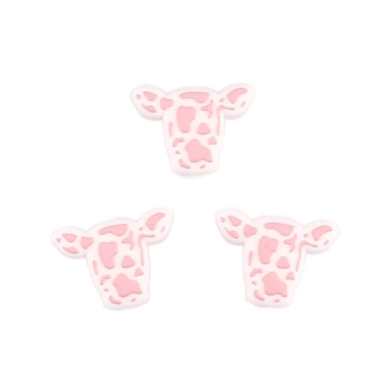 Siliconen  Kraal - Gevlekt Koeienhoofd - Perzik Roze